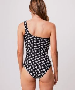 Afends Womens Pascale - Recycled One Shoulder Swimsuit - Black