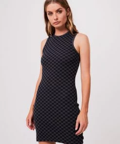 Clothing Afends Womens Operator - Recycled Ribbed Dress - Black