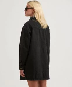 Clothing Afends Womens Tori - Organic Denim Dress - Washed Black