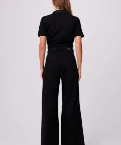 Afends Womens Miami - Organic Denim Flared Jumpsuit - Washed Black 9 Afends Womens Miami - Organic Denim Flared Jumpsuit - Washed Black