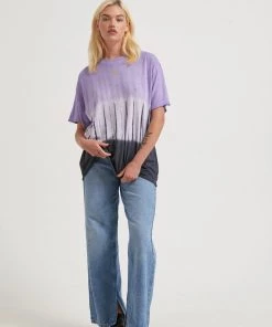 Clothing Afends Womens Moonshadow - Hemp Washed Oversized T-Shirt - Plum