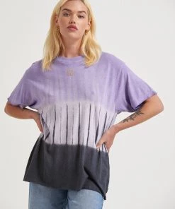Clothing Afends Womens Moonshadow - Hemp Washed Oversized T-Shirt - Plum