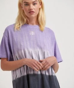Clothing Afends Womens Moonshadow - Hemp Washed Oversized T-Shirt - Plum