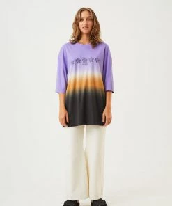 Afends Womens Fixative - Hemp Oversized T-Shirt - Plum