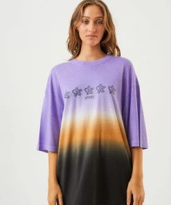 Afends Womens Fixative - Hemp Oversized T-Shirt - Plum
