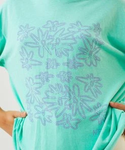 Afends Womens Ava - Hemp Oversized Graphic T-Shirt - Mint Clothing