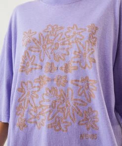 Afends Womens Ava - Hemp Oversized Graphic T-Shirt - Plum