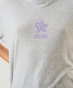 Afends Womens Paradoxic - Hemp Oversized Graphic T-Shirt - Shadow Grey Marle