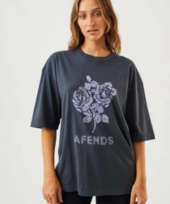Clothing Afends Womens Solvie - Recycled Oversized Graphic T-Shirt - Charcoal