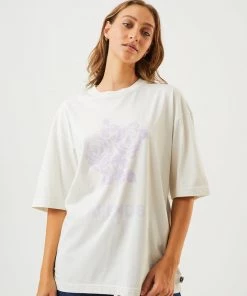 Afends Womens Solvie - Recycled Oversized Graphic T-Shirt - Off White
