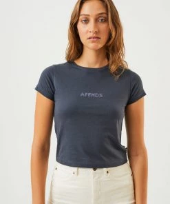 Afends Womens Dua - Recycled Baby T-Shirt - Charcoal
