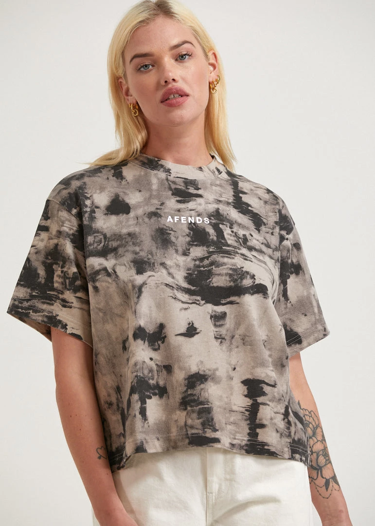 Afends Womens Real Time - Organic Weighted T-Shirt - Bone 2 Afends Womens Real Time - Organic Weighted T-Shirt - Bone