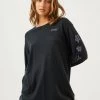 Clothing Afends Womens Ava - Hemp Long Sleeve Graphic T-Shirt - Black