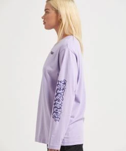 Afends Womens Tracks - Recycled Long Sleeve Graphic T-Shirt - Tulip