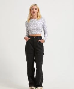 Afends Womens Digital Daisy - Recycled Cropped Long Sleeve Top - Charcoal 9 Afends Womens Digital Daisy - Recycled Cropped Long Sleeve Top - Charcoal