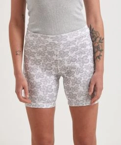 Afends Womens Digital Daisy - Recycled Ribbed Bike Shorts - Charcoal