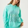 Afends Womens Ava - Hemp Graphic Hoodie - Mint Clothing