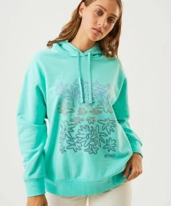 Afends Womens Ava - Hemp Graphic Hoodie - Mint Clothing