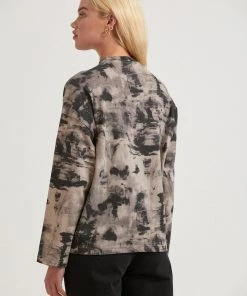 Clothing Afends Womens Real Time - Organic Weighted Long Sleeve T-Shirt - Bone