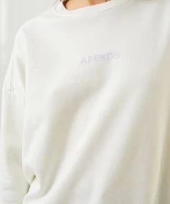 Afends Womens Dua - Recycled Slouchy Crew Neck Jumper - Off White