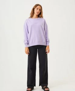 Afends Womens Dua - Recycled Slouchy Crew Neck Jumper - Tulip