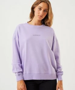 Afends Womens Dua - Recycled Slouchy Crew Neck Jumper - Tulip