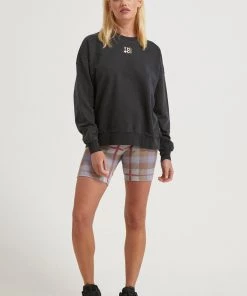 Afends Womens Landslide - Hemp Crew Neck Jumper - Faded Black Clothing