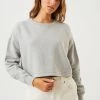 Afends Womens Down Town - Organic Cropped Crew Neck Jumper - Grey Marle