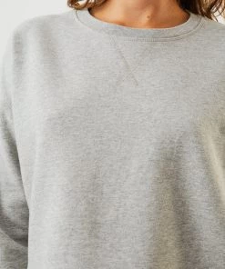 Afends Womens Down Town - Organic Cropped Crew Neck Jumper - Grey Marle