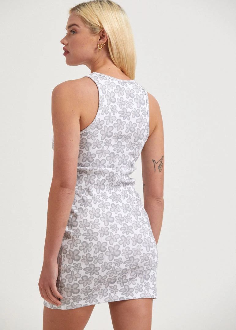 Clothing Afends Womens Digital Daisy - Recycled Ribbed Mini Dress - Charcoal 5 Clothing Afends Womens Digital Daisy - Recycled Ribbed Mini Dress - Charcoal