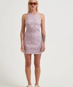 Afends Womens Digital Daisy - Recycled Ribbed Mini Dress - Tulip Clothing