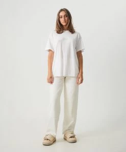 NEW ARRIVALS Afends Womens Elation - Hemp Oversized T-Shirt - White