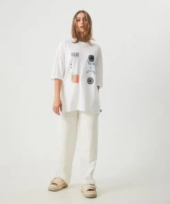 Afends Womens Euphoria - Hemp Oversized Graphic T-Shirt - White NEW ARRIVALS