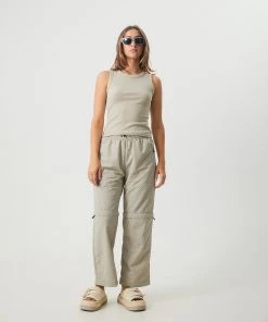 NEW ARRIVALS Afends Womens Milla - Hemp Ribbed Singlet - Cement