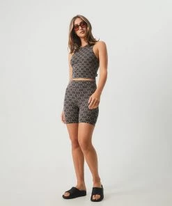 Afends Womens Lois - Recycled Cropped Singlet - Steel NEW ARRIVALS