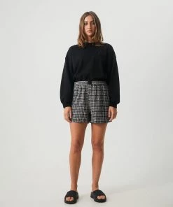 NEW ARRIVALS Afends Womens Comet - Hemp Cropped Crew Neck Jumper - Black