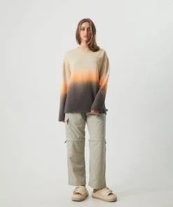 NEW ARRIVALS Afends Womens Polarised - Recycled Crew Neck Jumper - Cement