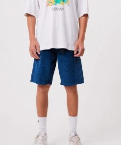Clothing Afends Mens Anderson - Hemp Corduroy Elastic Waist Shorts - Cobalt