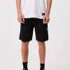 Afends Mens Baywatch Utility - Organic Elastic Waist Shorts - Black