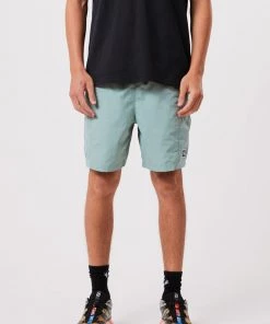 Clothing Afends Mens Patrol - Unisex Recycled Elastic Waist Shorts - Sage
