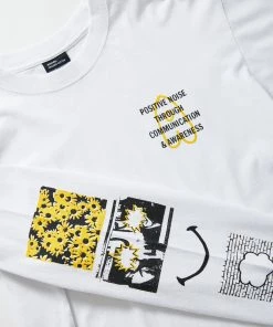 Afends Mens Positive Noise - Retro Fit Long Sleeve Tee - White