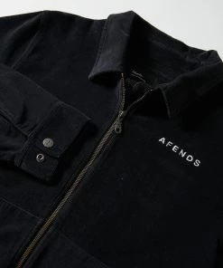 Afends Mens Mass - Hemp Corduroy Coach Jacket - Raven