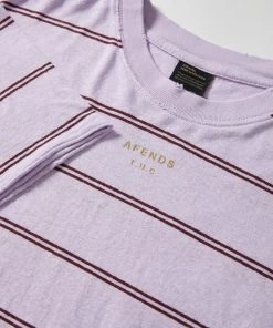 Afends Womens Revolve - Hemp Stripe Oversized Tee - Lilac