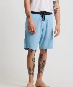 Clothing Afends Mens Surf Related - Hemp Fixed Waist Boardshort - Sky Blue